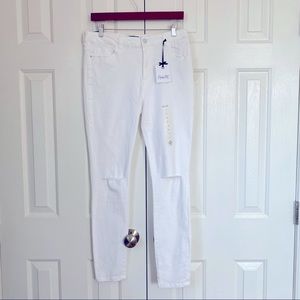 NANETTE LEOPORE new white denim slash knee jeans 6